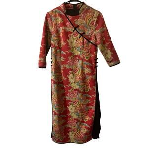 Vintage Asian Floral Cheongsam Qipao‎ Dress Kimono S Mandarin Whimsigoth